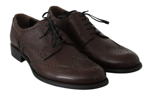 Braune Leder Brogue Derby Dress Schuhe