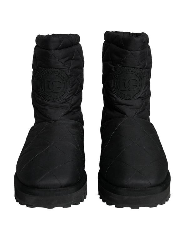 Schwarz Nylon gepolstert Mid Calf Männer Stiefel Schuhe
