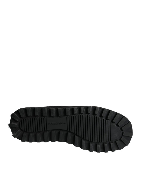 Schwarz Nylon gepolstert Mid Calf Männer Stiefel Schuhe