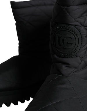 Schwarz Nylon gepolstert Mid Calf Männer Stiefel Schuhe