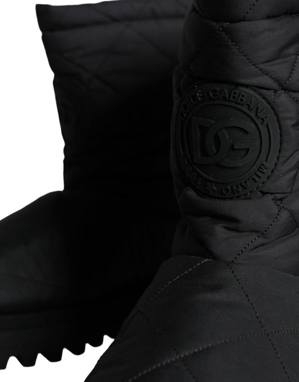 Schwarz Nylon gepolstert Mid Calf Männer Stiefel Schuhe