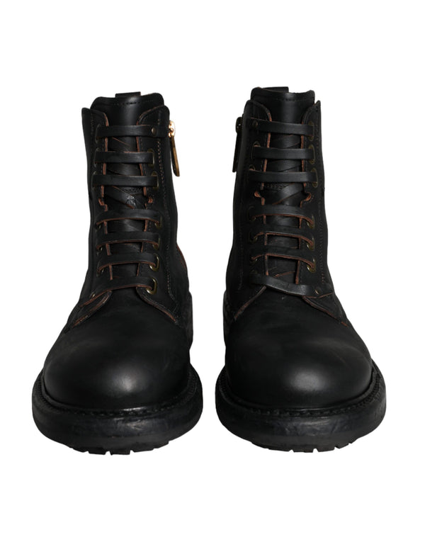 Schwarze Schnürstiefel Mid Calf Stiefel Männer Schuhe