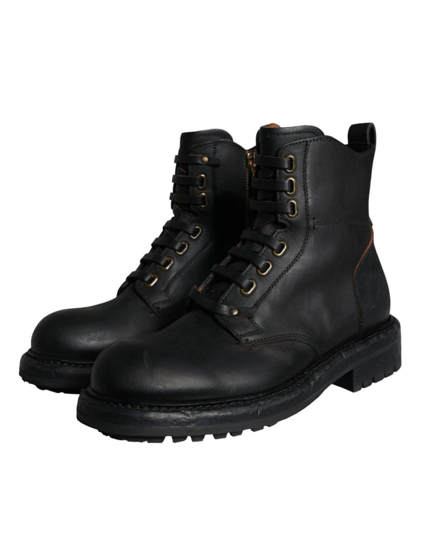 Schwarze Schnürstiefel Mid Calf Stiefel Männer Schuhe