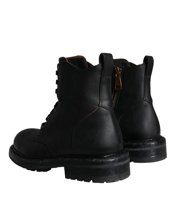 Schwarze Schnürstiefel Mid Calf Stiefel Männer Schuhe