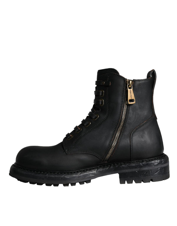 Schwarze Schnürstiefel Mid Calf Stiefel Männer Schuhe