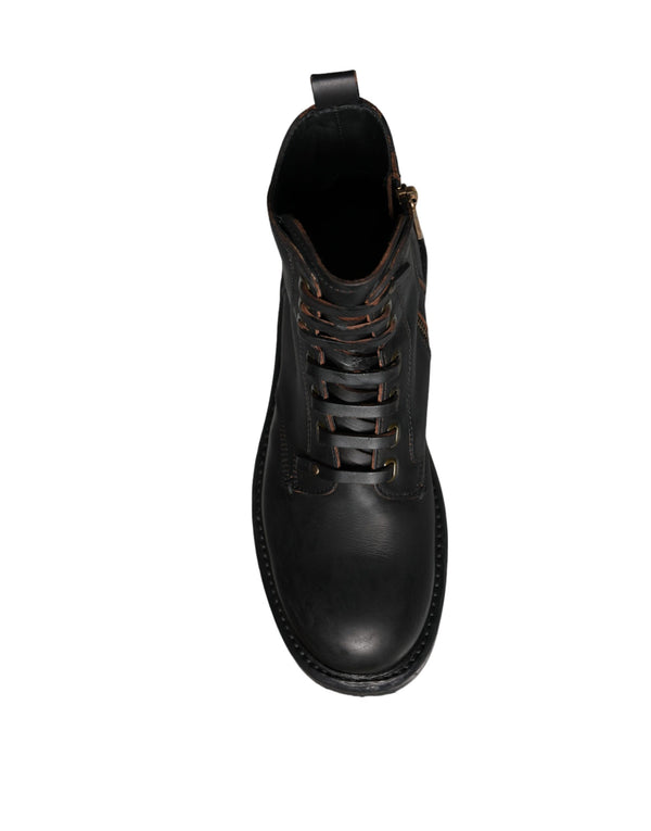 Schwarze Schnürstiefel Mid Calf Stiefel Männer Schuhe
