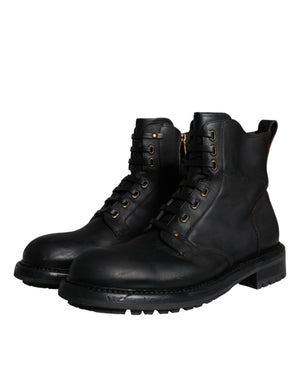 Schwarze Schnürstiefel Mid Calf Stiefel Männer Schuhe