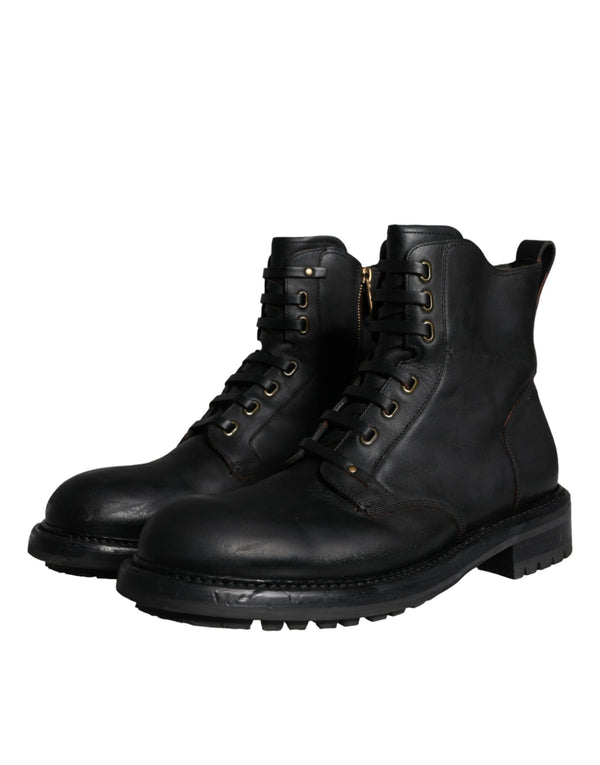 Schwarze Schnürstiefel Mid Calf Stiefel Männer Schuhe