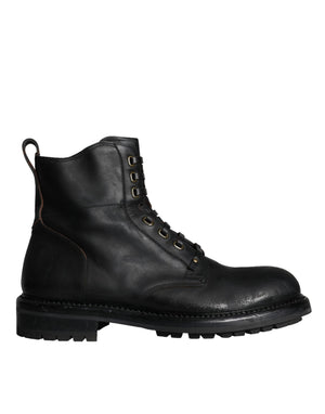 Schwarze Schnürstiefel Mid Calf Stiefel Männer Schuhe