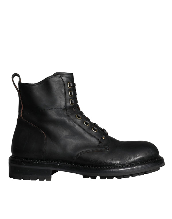 Schwarze Schnürstiefel Mid Calf Stiefel Männer Schuhe