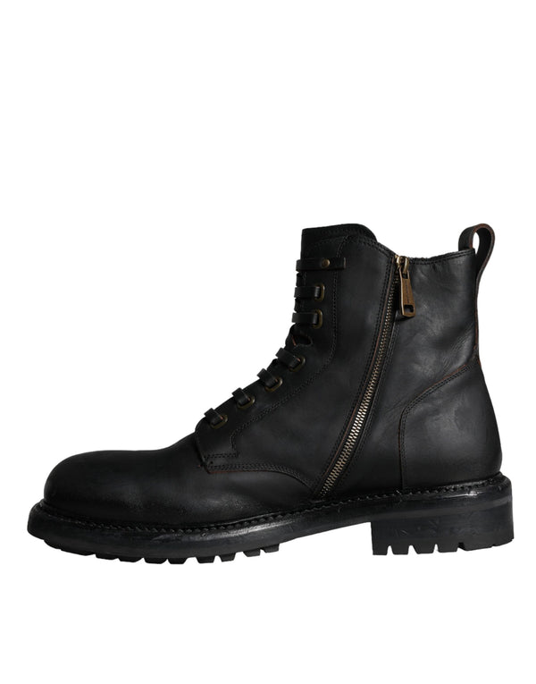 Schwarze Schnürstiefel Mid Calf Stiefel Männer Schuhe