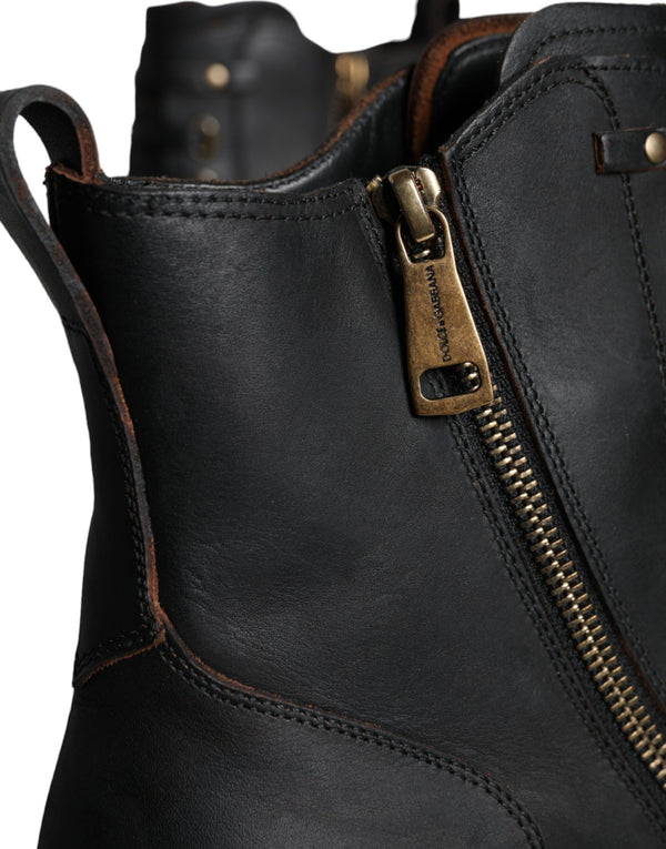 Schwarze Schnürstiefel Mid Calf Stiefel Männer Schuhe