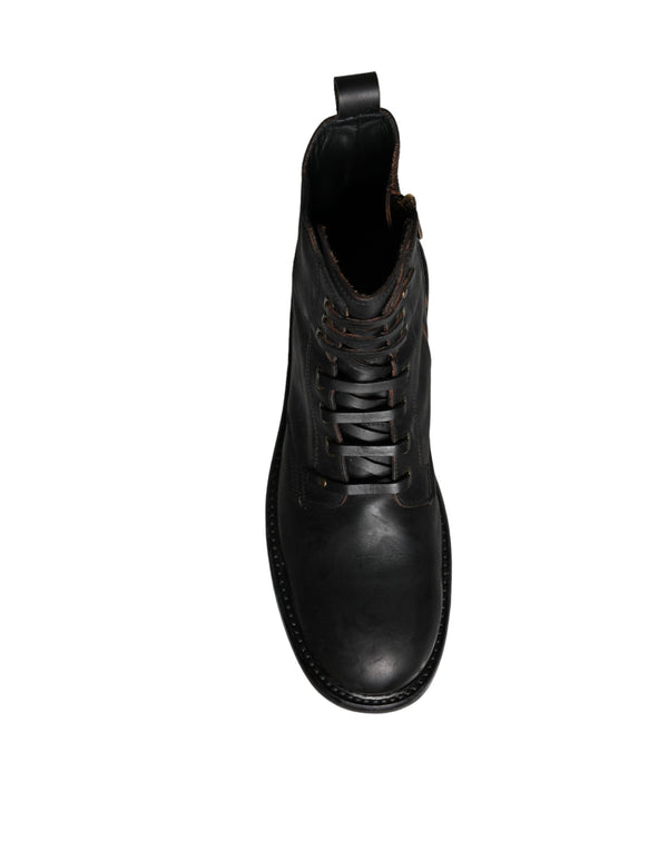 Schwarze Schnürstiefel Mid Calf Stiefel Männer Schuhe