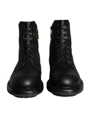 Schwarze Schnürstiefel Mid Calf Stiefel Männer Schuhe