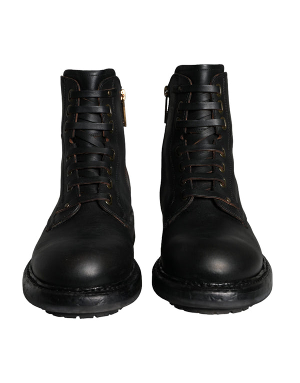 Schwarze Schnürstiefel Mid Calf Stiefel Männer Schuhe