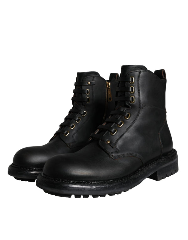Schwarze Schnürstiefel Mid Calf Stiefel Männer Schuhe