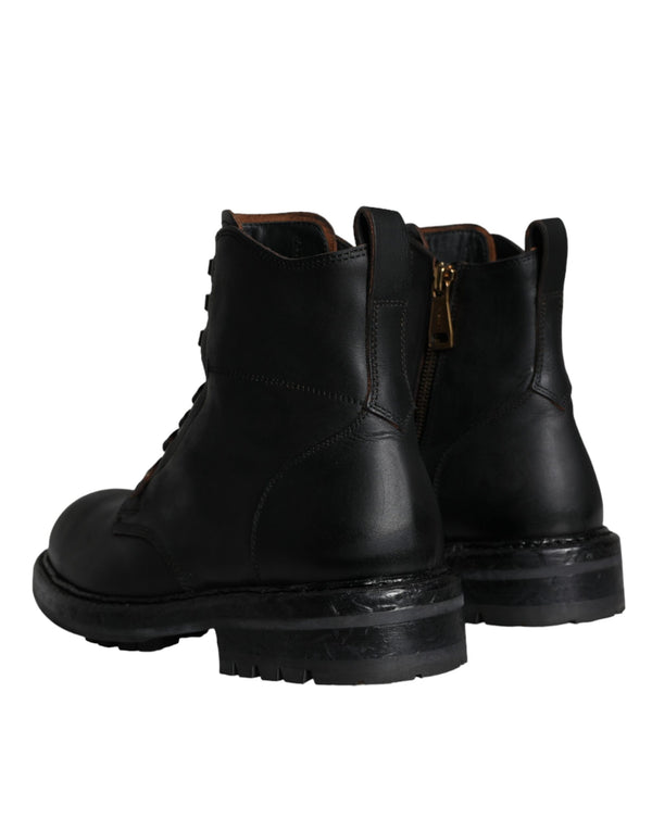 Schwarze Schnürstiefel Mid Calf Stiefel Männer Schuhe