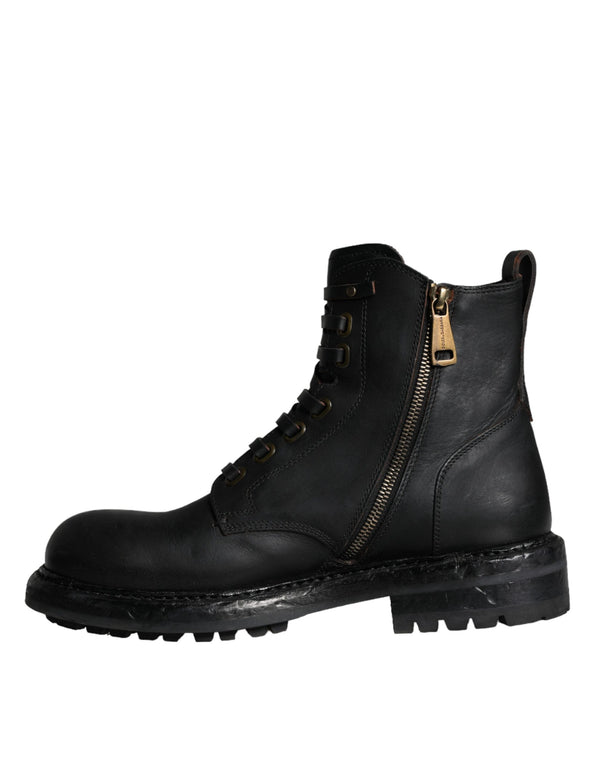 Schwarze Schnürstiefel Mid Calf Stiefel Männer Schuhe