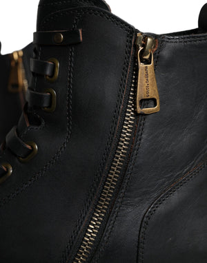 Schwarze Schnürstiefel Mid Calf Stiefel Männer Schuhe