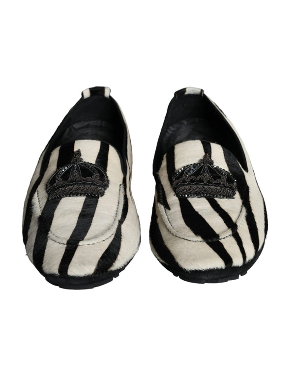 Schwarz Weiß Kalb Pelz Slip On Loafers Männer Schuhe