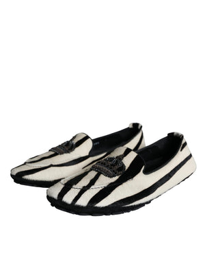 Schwarz Weiß Kalb Pelz Slip On Loafers Männer Schuhe