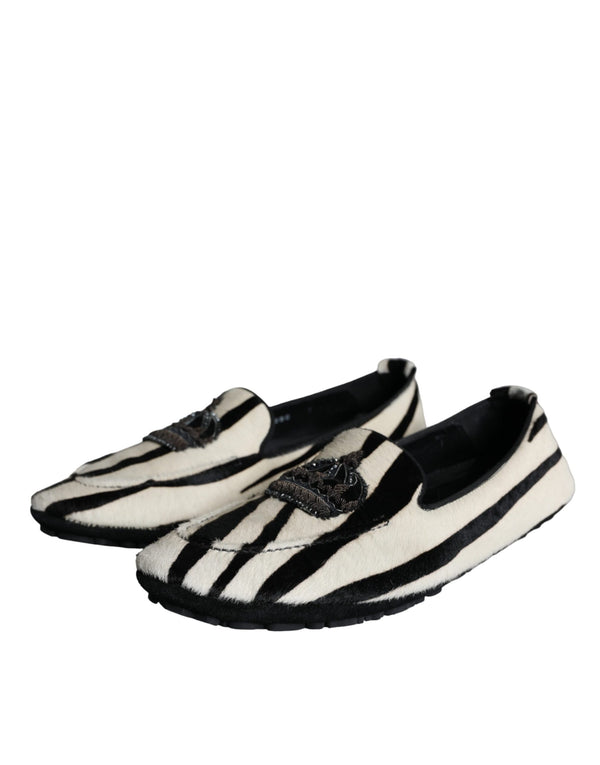 Schwarz Weiß Kalb Pelz Slip On Loafers Männer Schuhe