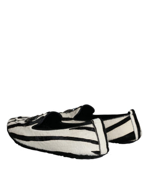 Schwarz Weiß Kalb Pelz Slip On Loafers Männer Schuhe