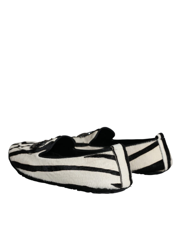 Schwarz Weiß Kalb Pelz Slip On Loafers Männer Schuhe