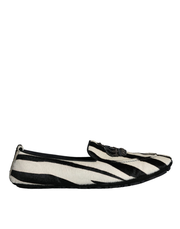 Schwarz Weiß Kalb Pelz Slip On Loafers Männer Schuhe