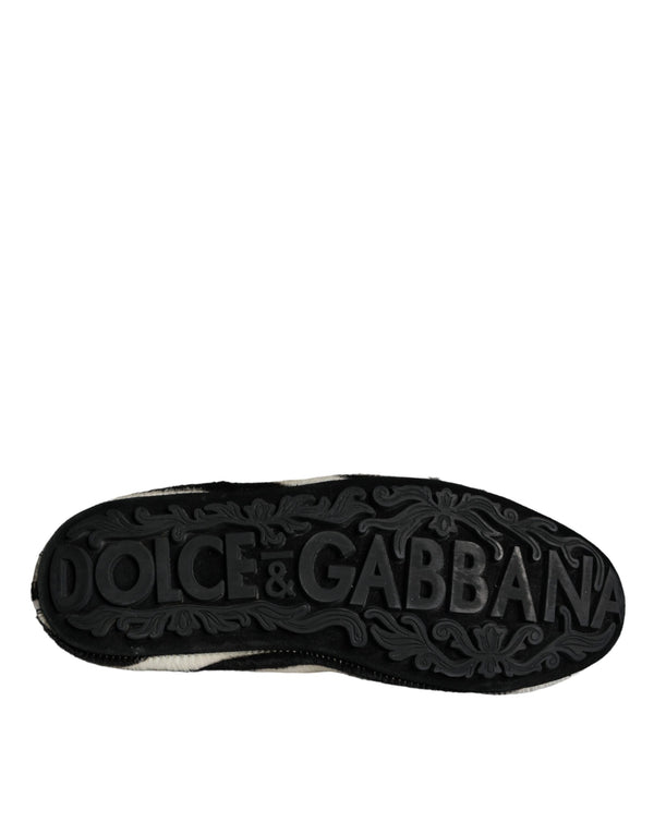 Schwarz Weiß Kalb Pelz Slip On Loafers Männer Schuhe