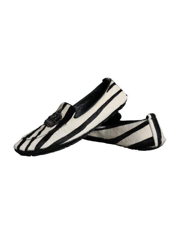 Schwarz Weiß Kalb Pelz Slip On Loafers Männer Schuhe