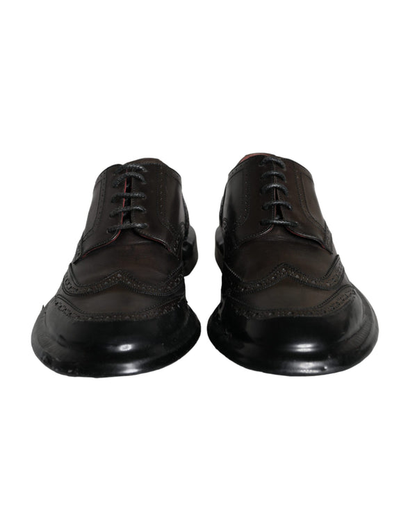 Schwarzes Leder Oxford Wingtip Formale Männer Schuhe