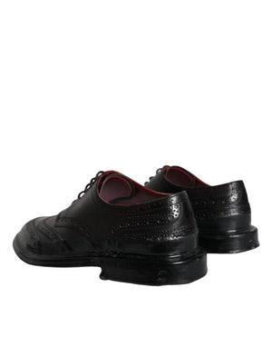 Schwarzes Leder Oxford Wingtip Formale Männer Schuhe