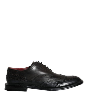Schwarzes Leder Oxford Wingtip Formale Männer Schuhe
