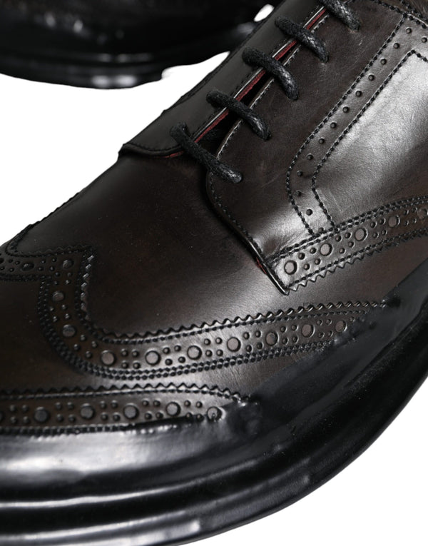 Schwarzes Leder Oxford Wingtip Formale Männer Schuhe