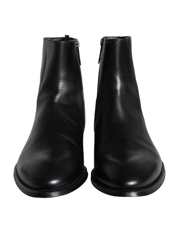 Schwarzes Kalbsleder Herrenstiefel Herrenschuhe