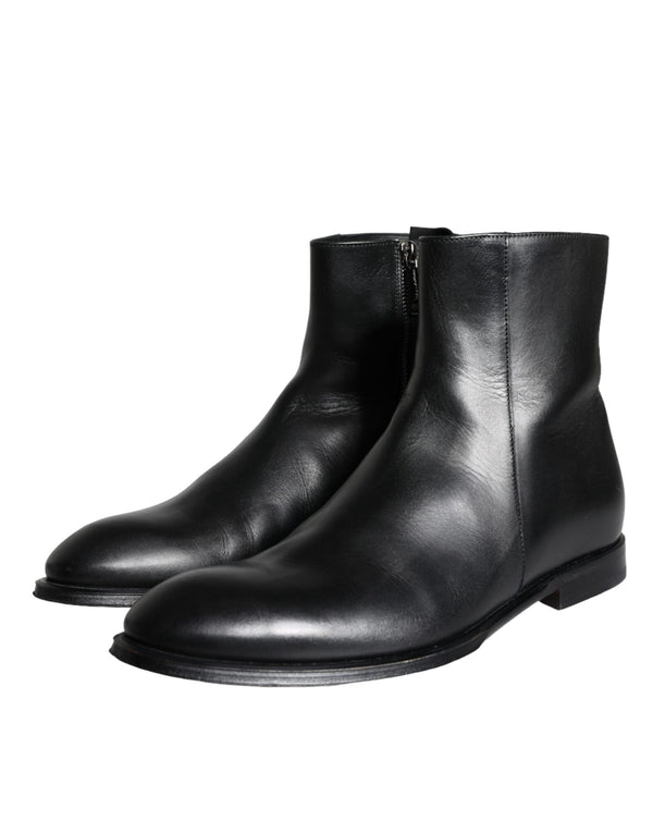 Schwarzes Kalbsleder Herrenstiefel Herrenschuhe