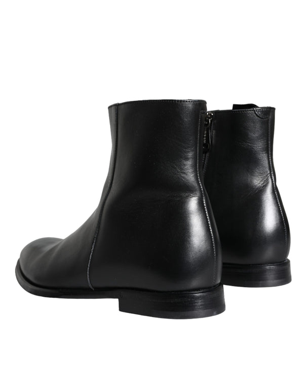 Schwarzes Kalbsleder Herrenstiefel Herrenschuhe