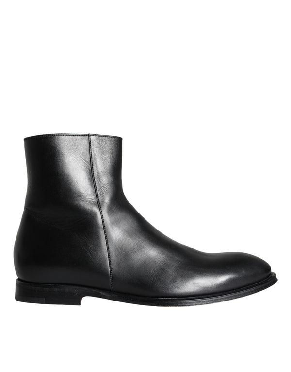 Schwarzes Kalbsleder Herrenstiefel Herrenschuhe