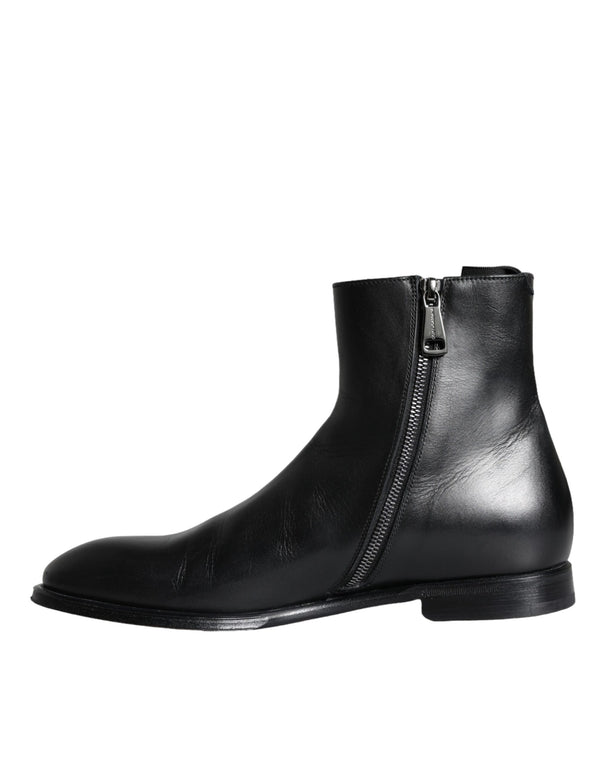 Schwarzes Kalbsleder Herrenstiefel Herrenschuhe
