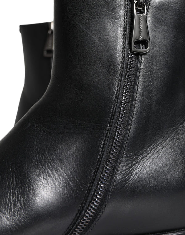 Schwarzes Kalbsleder Herrenstiefel Herrenschuhe