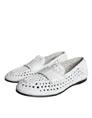 Weiße gewebte Leder Slipper Männer Schuhe