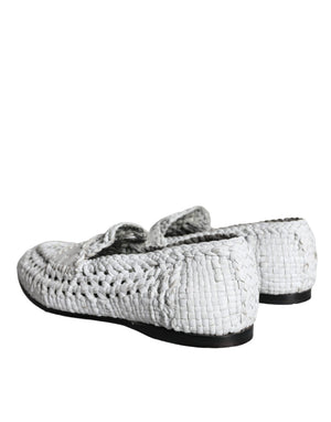 Weiße gewebte Leder Slipper Männer Schuhe
