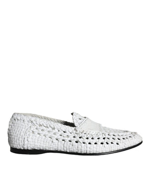 Weiße gewebte Leder Slipper Männer Schuhe