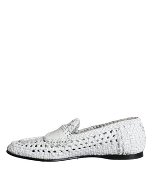 Weiße gewebte Leder Slipper Männer Schuhe
