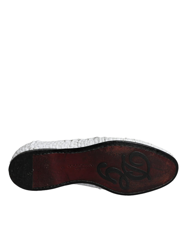 Weiße gewebte Leder Slipper Männer Schuhe