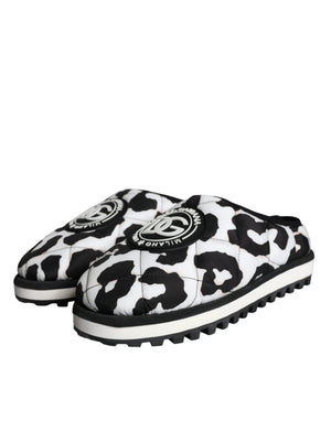 Schwarz Weiß Gesteppte Logo Sandalen Rutschen Schuhe