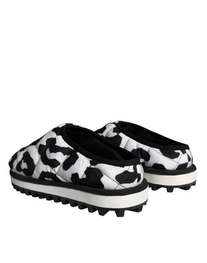 Schwarz Weiß Gesteppte Logo Sandalen Rutschen Schuhe