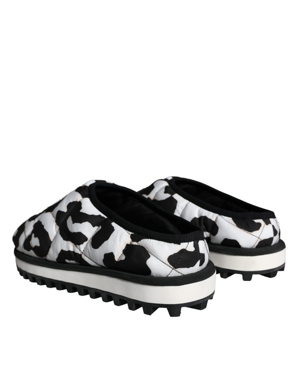 Schwarz Weiß Gesteppte Logo Sandalen Rutschen Schuhe