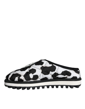 Schwarz Weiß Gesteppte Logo Sandalen Rutschen Schuhe